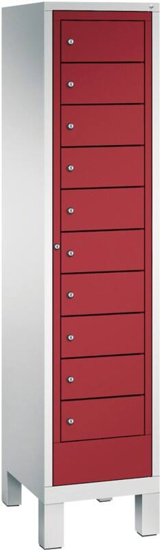 C+P S 3000 Evolo Metall Schließfach 11 Türen Zylinderschloss 420 x 500 x 1.850 mm Lichtgrau 48060-110 S10015