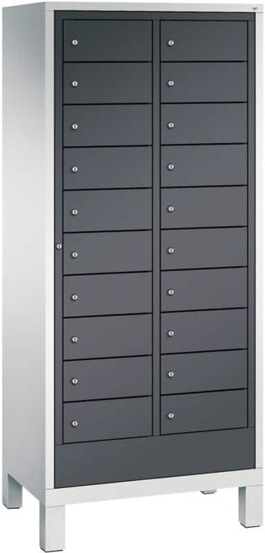 C+P S 3000 Evolo Metall Schließfach 21 Türen Zylinderschloss 810 x 500 x 1.850 mm Lichtgrau 48060-210 S10067