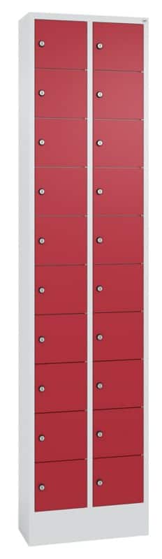 C+P Serie 8070 Metall-Schließfach 20 Türen Zylinderschloss 460 x 200 x 1.950 mm Lichtgrau 80700-203 S10015