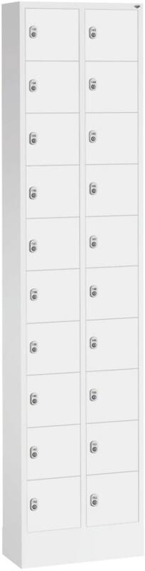 C+P Serie 8070 Metall Schließfach 20 Türen Zylinderschloss 460 x 200 x 1.950 mm Lichtgrau 80700-203 S10078