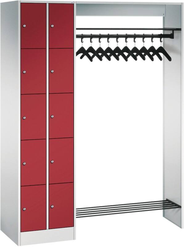 C+P Serie 8070 Metall Schließfach 10 Türen Zylinderschloss 1.410 x 480 x 1.950 mm Lichtgrau 80720-00 S10004