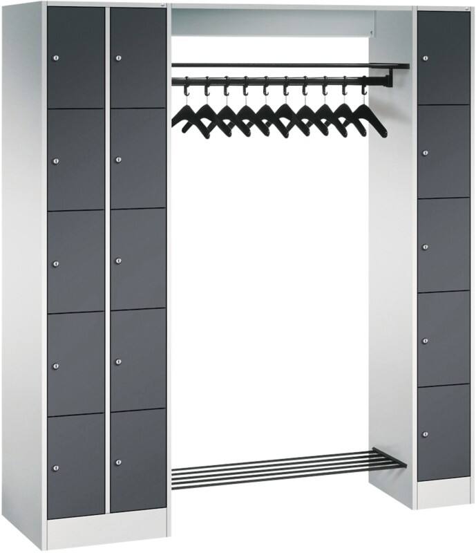 C+P Serie 8070 Metall Schließfach 15 Türen Zylinderschloss 2.100 x 480 x 1.950 mm Lichtgrau 80730-00 S10019