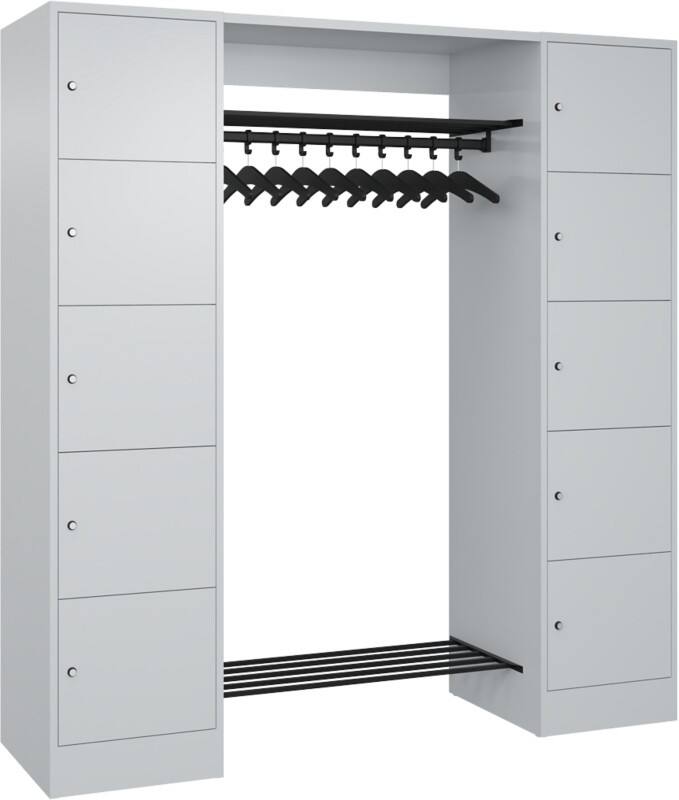 C+P Serie 8070 Metall Schließfach 10 Türen Zylinderschloss 1.870 x 480 x 1.950 mm Lichtgrau 82710-00 S10018