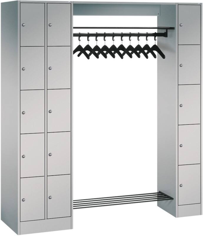 C+P Serie 8070 Metall Schließfach 15 Türen Zylinderschloss 2.100 x 480 x 1.950 mm Weiß  