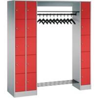 C+P Serie 8070 Metall Schließfach 15 Türen Zylinderschloss 2.100 x 480 x 1.950 mm Weiß  