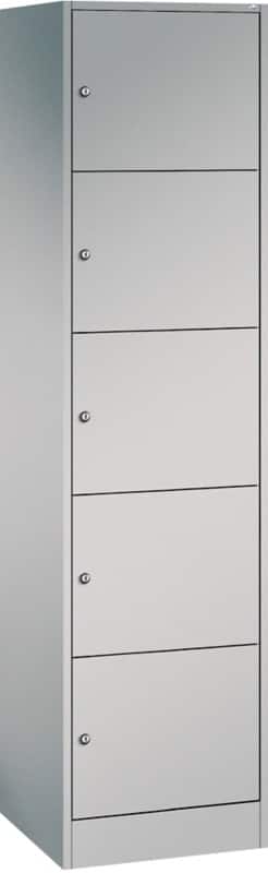 C+P S 8070 Evolo Metall Schließfach 5 Türen Zylinderschloss 460 x 480 x 1.950 mm Weiß 82700-10 S10116