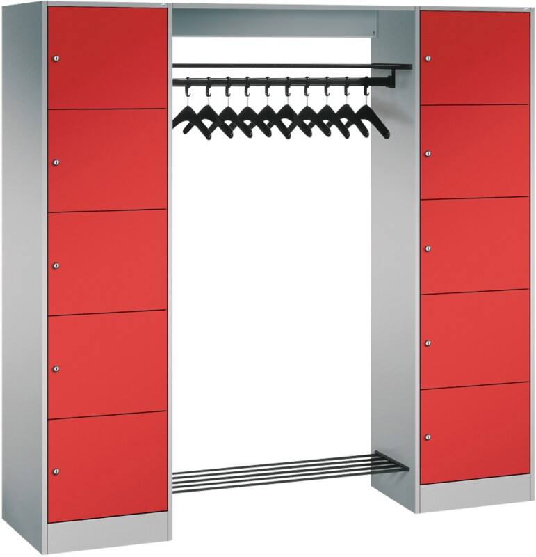 C+P Serie 8070 Metall Schließfach 10 Türen Zylinderschloss 1.870 x 480 x 1.950 mm Weiß  