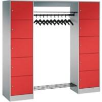 C+P Serie 8070 Metall Schließfach 10 Türen Zylinderschloss 1.870 x 480 x 1.950 mm Weiß  