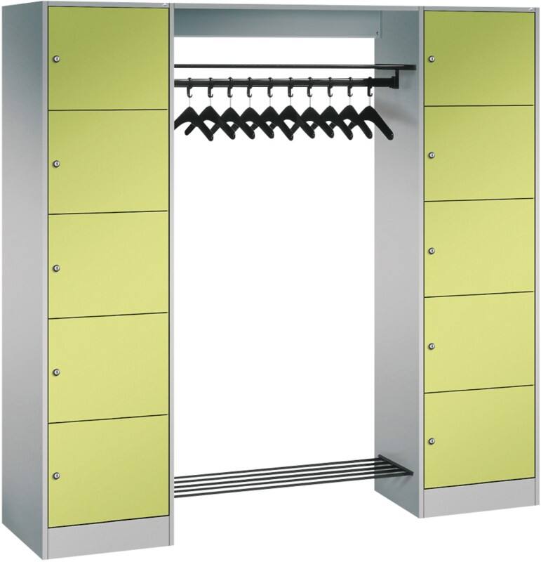 C+P Serie 8070 Metall Schließfach 10 Türen Zylinderschloss 1.870 x 480 x 1.950 mm Weiß  