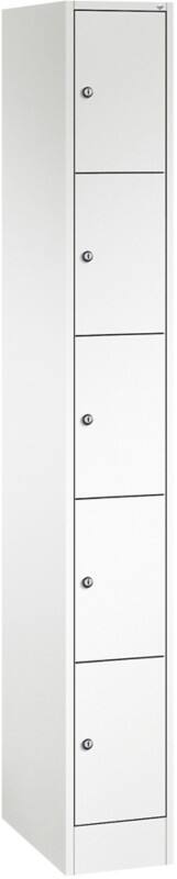 C+P S 8070 Evolo Metall Schließfach 5 Türen Zylinderschloss 240 x 480 x 1.950 mm Weiß 80700-10 S10416