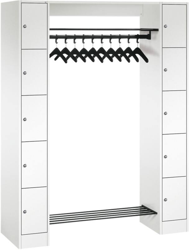 C+P Serie 8070 Metall Schließfach 10 Türen Zylinderschloss 1.430 x 480 x 1.950 mm Weiß  