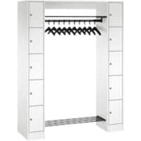 C+P Serie 8070 Metall Schließfach 10 Türen Zylinderschloss 1.430 x 480 x 1.950 mm Weiß  