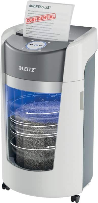 Leitz IQ OptiMax Office Aktenvernichter 8360 11 Blatt Mikroschnitt Sicherheitsstufe P-5 35 L Rotierende Behältertechnologie