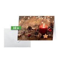 Sigel Weihnachtskarten + Briefumschläge Red Christmas Candle Pappkarton Matt, 210 g/m² DIN A6 10+10 Stück