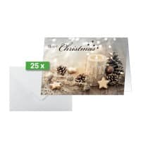 Sigel Weihnachtskarten + Briefumschläge Beige Christmas Candle Pappkarton Matt 250 g/m²  DIN A6 25+25 Stück