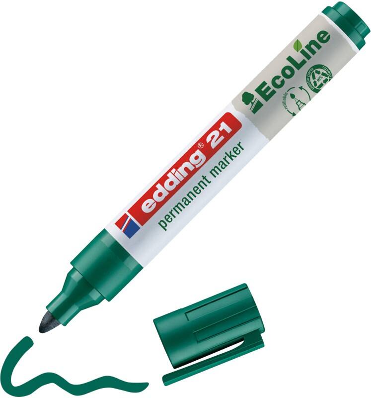 edding ecoline E-21 Permanentmarker  Rundspitze  - 3 mm Grün Nachfüllbar