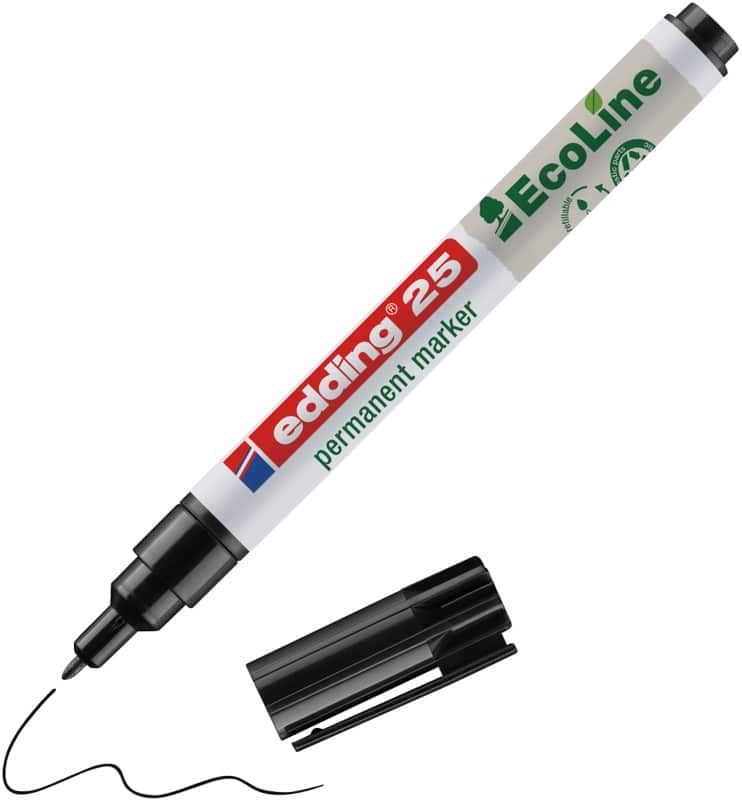 edding ecoline E-25 Permanentmarker  Rundspitze  - 1 mm Schwarz Nachfüllbar