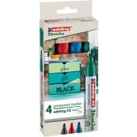 edding ecoline E-22 Permanentmarker Keilspitze 1 - 5 mm Farbig Sortiert Nachfüllbar 4 Stück