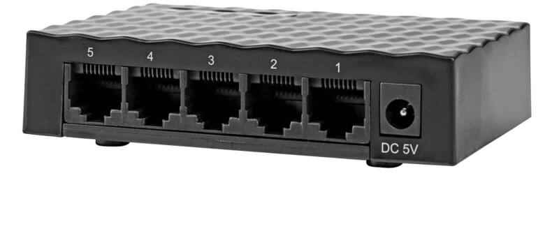 Nedis NSWH5P110BK Desktop-Switch 5 Anschlüsse