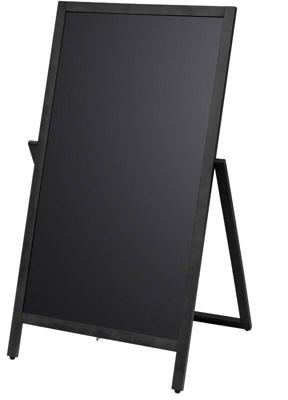 SHOWDOWN Kundenstopper Bodenstehend 2 Flächen Holz Schwarz Wetterbeständig