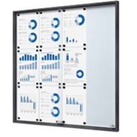 SHOWDOWN Vitrine Magnetisch 12 x A4 Wandmontiert Abschließbar Innenbereich 90,6 (B) x 94,8 (H) cm Anthrazit