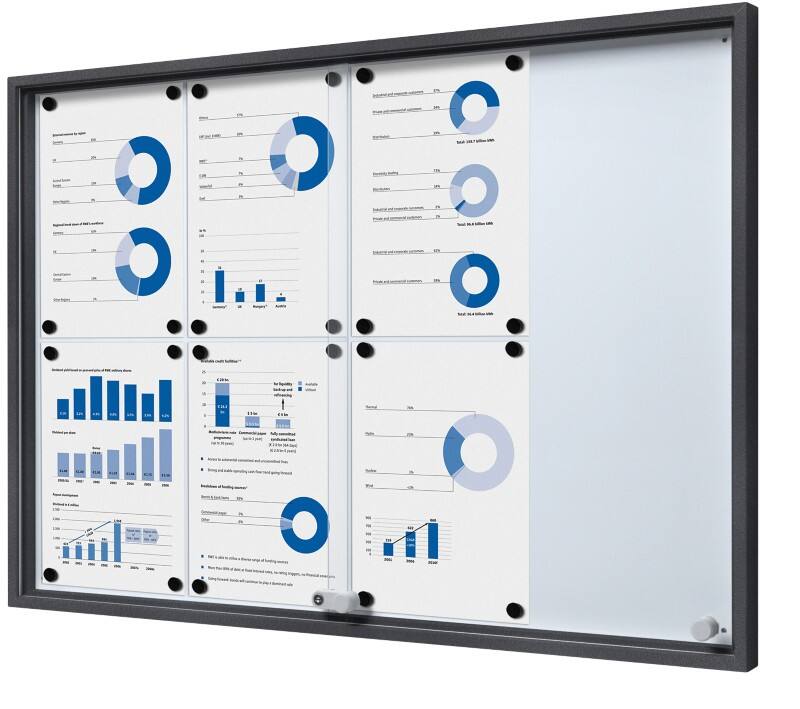 SHOWDOWN Vitrine Magnetisch 8 x DIN A4 Wandmontage Abschließbar Indoor 90,6 (B) x 64,1 (H) cm Anthrazit