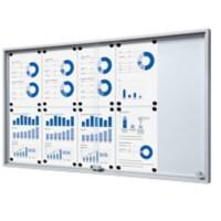 SHOWDOWN Vitrine Magnetisch 10 x A4 Wandmontage Abschließbar Indoor 112,6 (B) x 64,1 (H) cm Silber