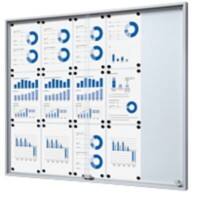 SHOWDOWN Vitrine Magnetisch 15 x A4 Wandmontage Abschließbar Indoor 112,6 (B) x 94,8 (H) cm Silber