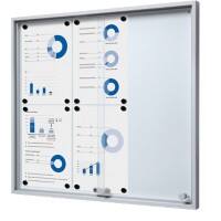 SHOWDOWN Vitrine Magnetisch 6 x A4 Wandmontage Abschließbar Indoor 68,6 (B) x 64,1 (H) cm Silber
