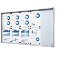 SHOWDOWN Vitrine Magnetisch 10 x A4 Wandmontage Abschließbar Indoor 64,1 (B) x 112,6 (H) cm Silber