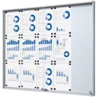 SHOWDOWN Vitrine Magnetisch 15 x A4 Wandmontage Abschließbar Indoor 94,8 (B) x 112,6 (H) cm Silber