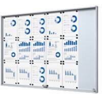 SHOWDOWN Vitrine Magnetisch 18 x A4 Wandmontage Abschließbar Indoor 94,8 (B) x 134,6 (H) cm Silber