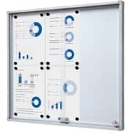 SHOWDOWN Vitrine Magnetisch 6 x A4 Wandmontage Abschließbar Indoor 67,5 (B) x 72 (H) cm Silber