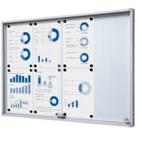 SHOWDOWN Vitrine Magnetisch 8 x A4 Wandmontage Abschließbar Indoor 67,5 (B) x 94 (H) cm Silber
