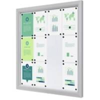 SHOWDOWN Vitrine Magnetisch 12 x A4 Wandmontage Abschließbar Outdoor 97 (B) x 101,2 (H) cm Silber