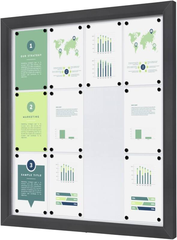 SHOWDOWN Vitrine Magnetisch 12 x A4 Wandmontage Abschließbar Außenbereich 97 (B) x 101,2 (H) cm Anthrazit
