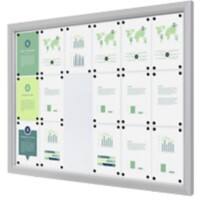 SHOWDOWN Vitrine Magnetisch 18 x A4 Wandmontage Abschließbar Outdoor 141 (B) x 101,2 (H) cm Silber