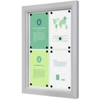 SHOWDOWN Vitrine Magnetisch 4 x A4 Wandmontage Abschließbar Outdoor 53 (B) x 70,5 (H) cm Silber