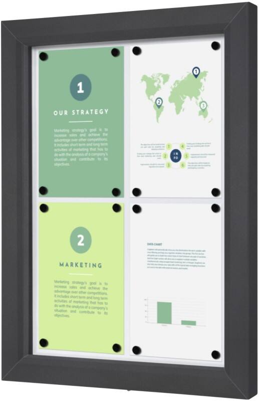 SHOWDOWN Vitrine Magnetisch 4 x A4 Wandmontage Abschließbar Outdoor 53 (B) x 70,5 (H) cm Anthrazit