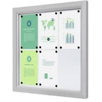 SHOWDOWN Vitrine Magnetisch 6 x A4 Wandmontage Abschließbar Outdoor 75 (B) x 70,5 (H) cm Silber