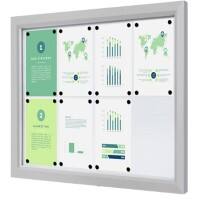SHOWDOWN Vitrine Magnetisch 8 x A4 Wandmontage Abschließbar Outdoor 97 (B) x 70,5 (H) cm Silber