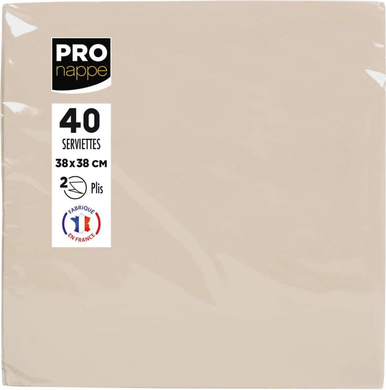 PROnappe Servietten 2-lagig Creme 19 x 19 x 7,5 cm 40 Stück 