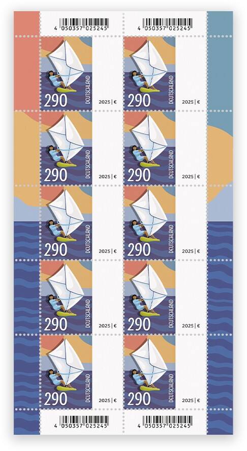 Deutsche Post Windsurfbrief Briefmarken 2.90 Selbstklebend 10 Stück