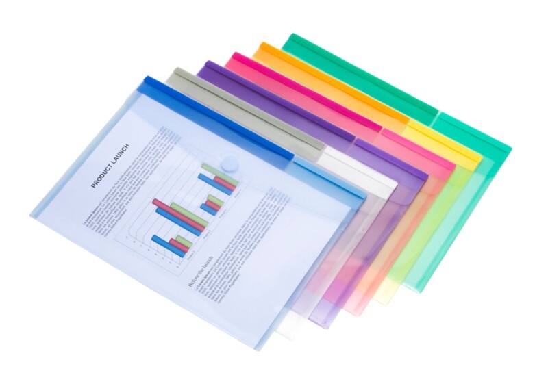 Djois Color Collection Aufbewahrungstaschen DIN A4 Klettverschluss PP (Polypropylen) Querformat 2 (B) x 26 (T) x 31,5 (H) cm Farbig Sortiert 6 Stück