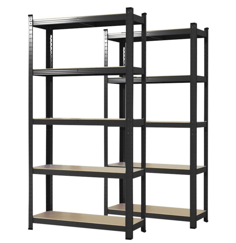 Karat Lakota Regal MDF (Mitteldichte Faserplatte), Stahlblech 900 x 400 x 1.800 mm Schwarz 2 Stück