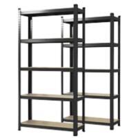 Karat Lakota Regal MDF (Mitteldichte Faserplatte), Stahlblech 1.200 x 600 x 2.000 mm Schwarz 2 Stück