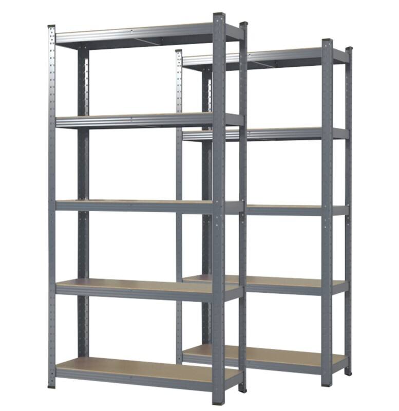 Karat Lakota Regal MDF (Mitteldichte Faserplatte), Stahlblech 750 x 300 x 1.500 mm Grau 2 Stück