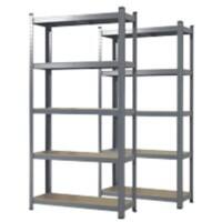 Karat Lakota Regal MDF (Mitteldichte Faserplatte), Stahlblech 750 x 300 x 1.500 mm Grau 2 Stück