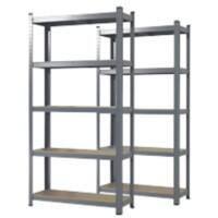 Karat Lakota Regal MDF (Mitteldichte Faserplatte), Stahlblech 900 x 400 x 1.800 mm Grau 2 Stück