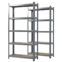 Karat Lakota Regal MDF (Mitteldichte Faserplatte), Stahlblech 1.000 x 500 x 2.000 mm Grau 2 Stück